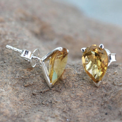 Devotion Citrine Silver Stud Earrings