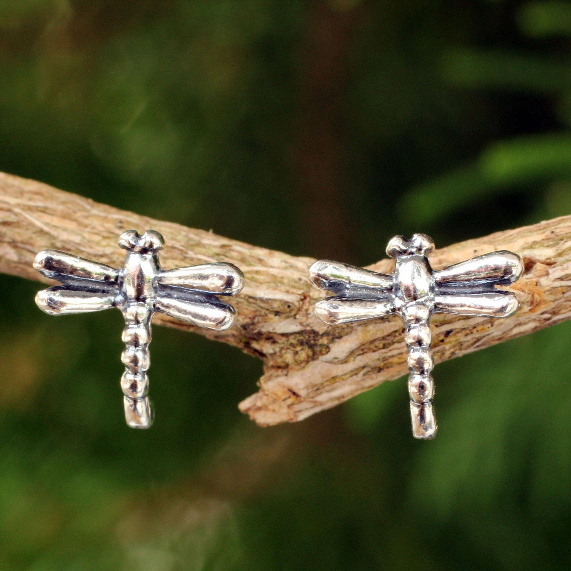 NOVICA - Baby Dragonfly Sterling Silver Stud Earrings