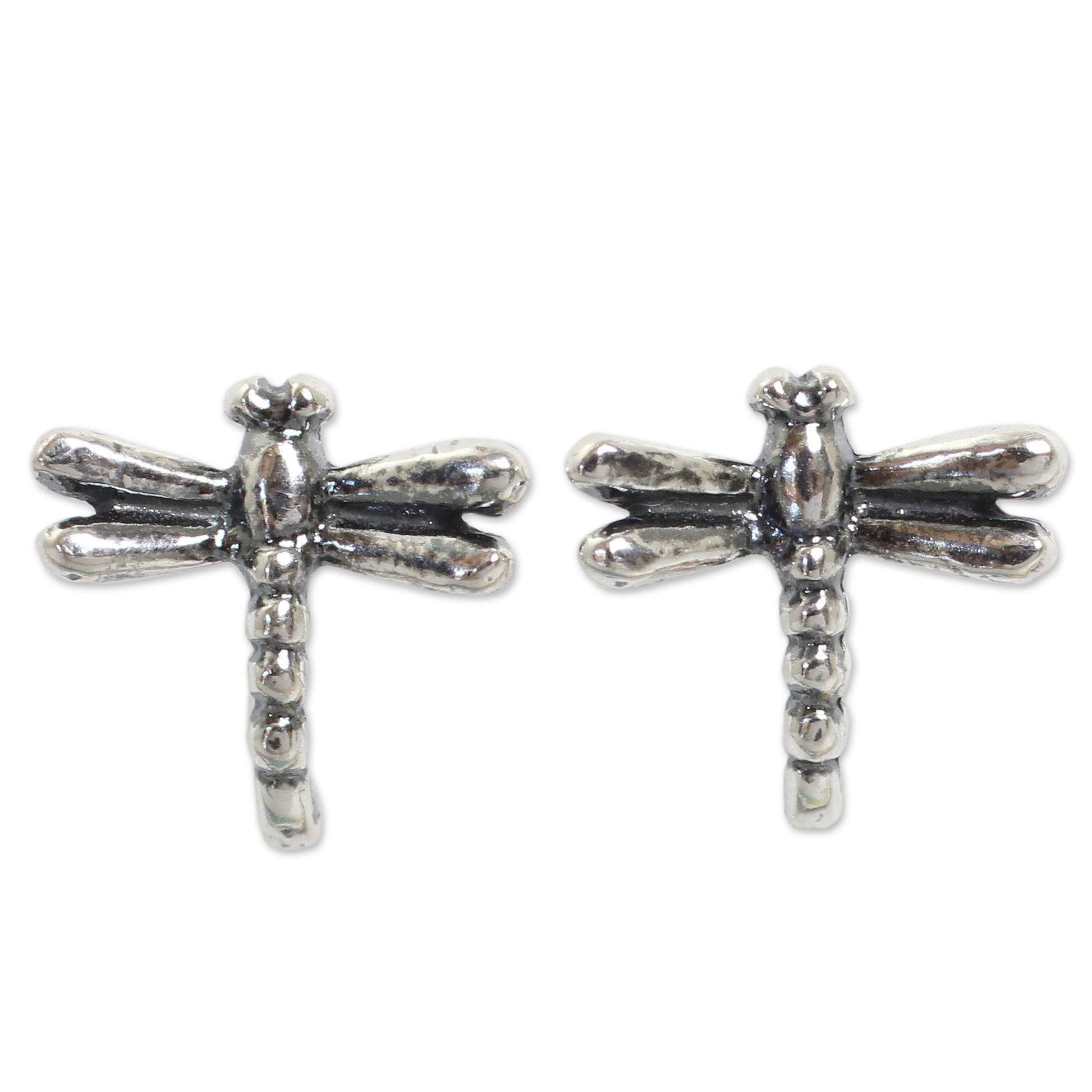 NOVICA - Baby Dragonfly Sterling Silver Stud Earrings