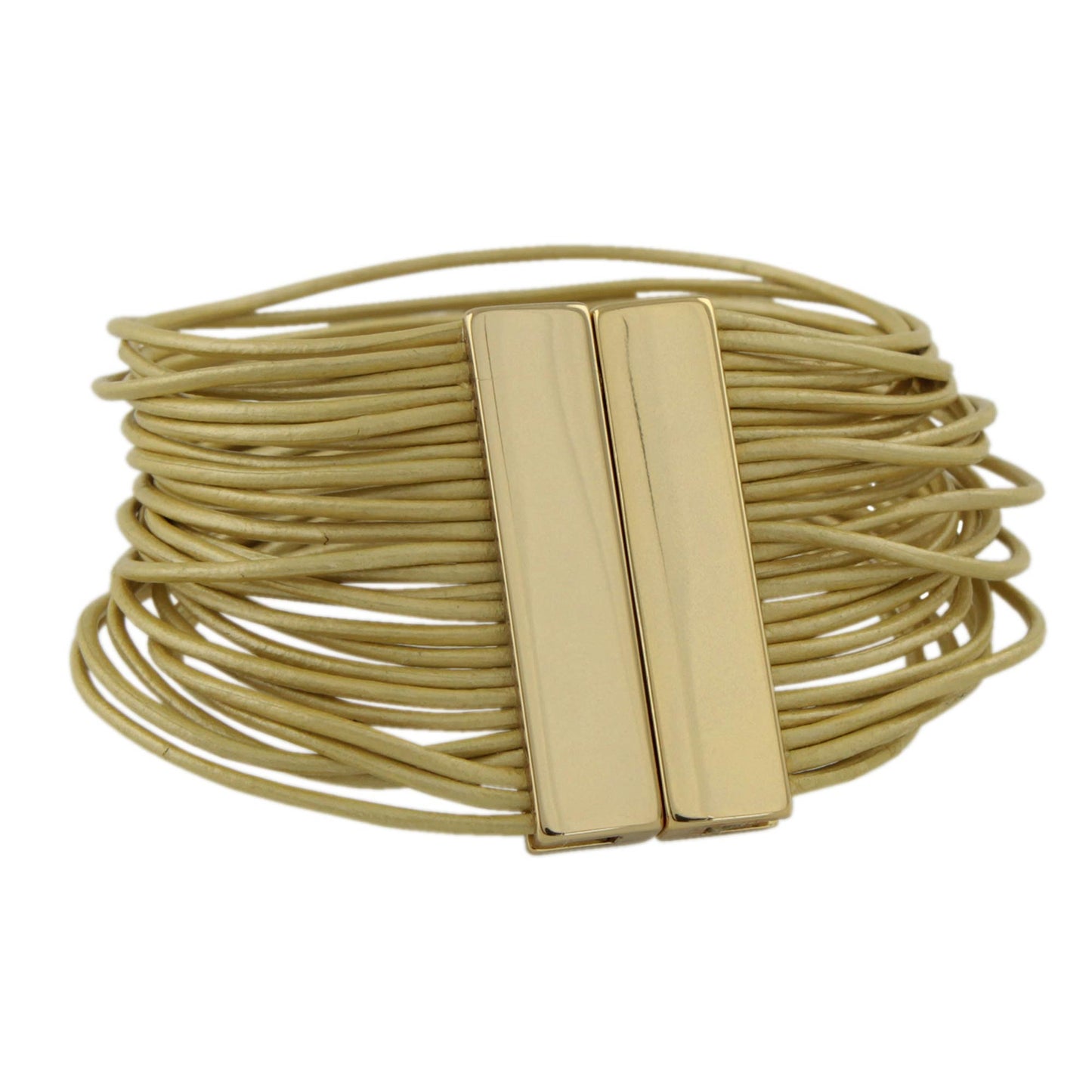 Brazilian Glam Gold Plated Leather Wristband Bracelet