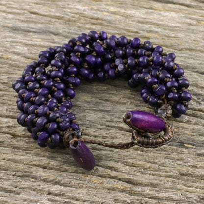 Nan Belle Purple Torsade Bracelet Wood Beaded Jewelry