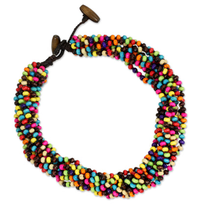 Trang Belle Multicolor Wood Beaded Artisan Crafted Necklace