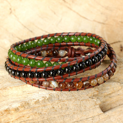 Florid Contrasts Artisan Crafted Multi Gemstone Wrap Bracelet