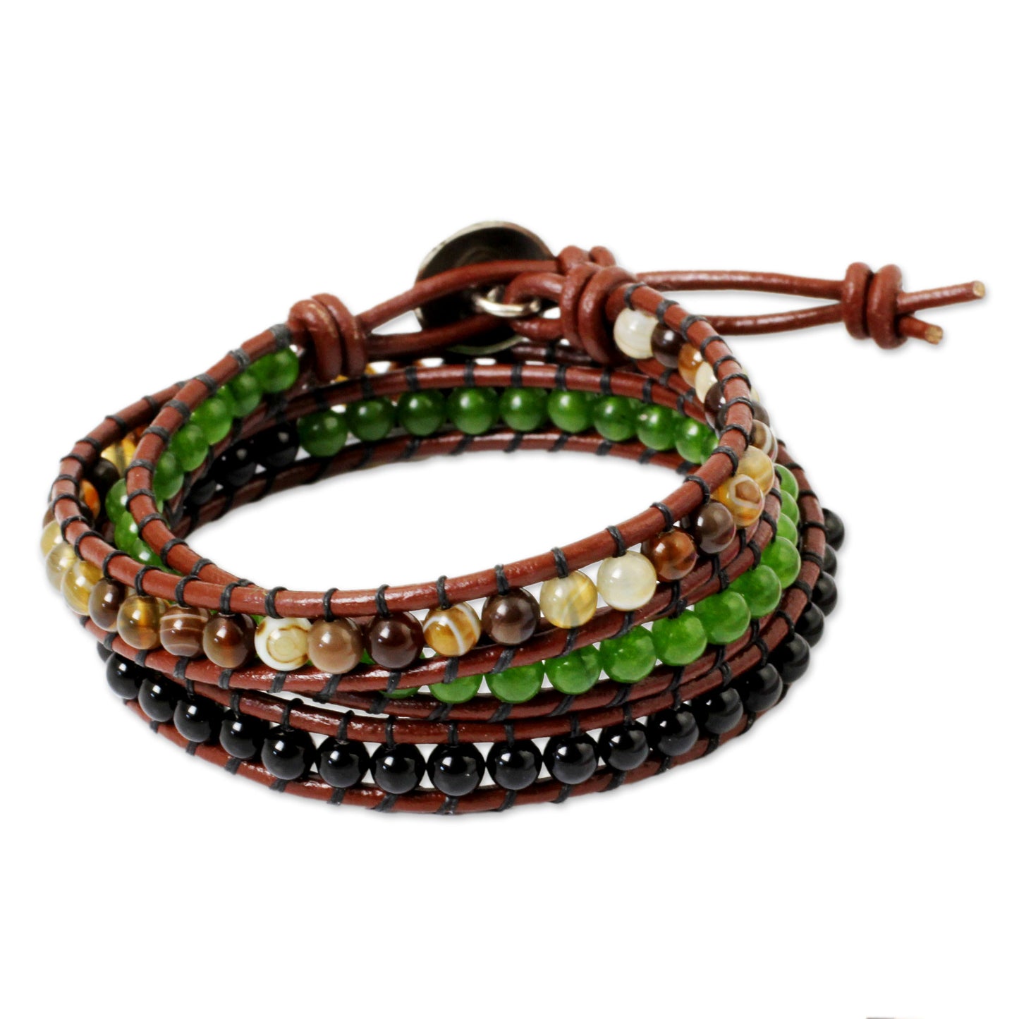 Florid Contrasts Artisan Crafted Multi Gemstone Wrap Bracelet