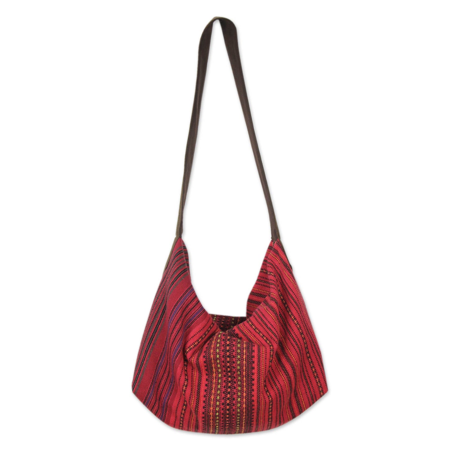 Scarlet Passion Thai Handwoven Red Cotton Hobo Purse