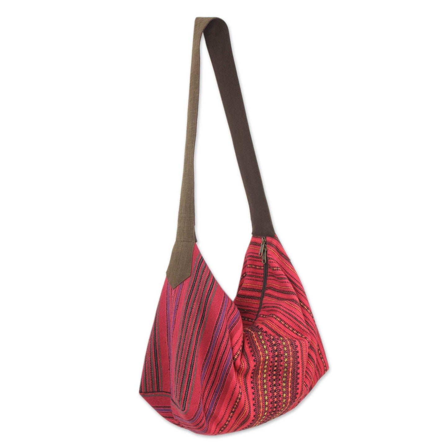 Scarlet Passion Thai Handwoven Red Cotton Hobo Purse