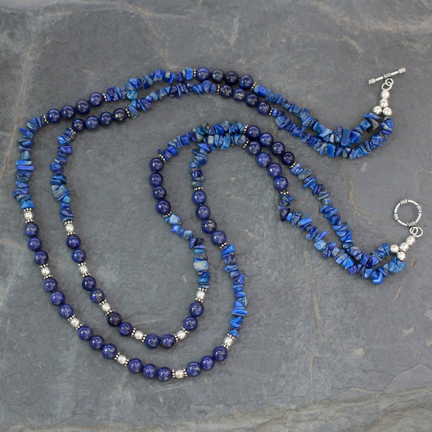 Blue Mystique Handcrafted Lapis Lazuli Double Strand Necklace