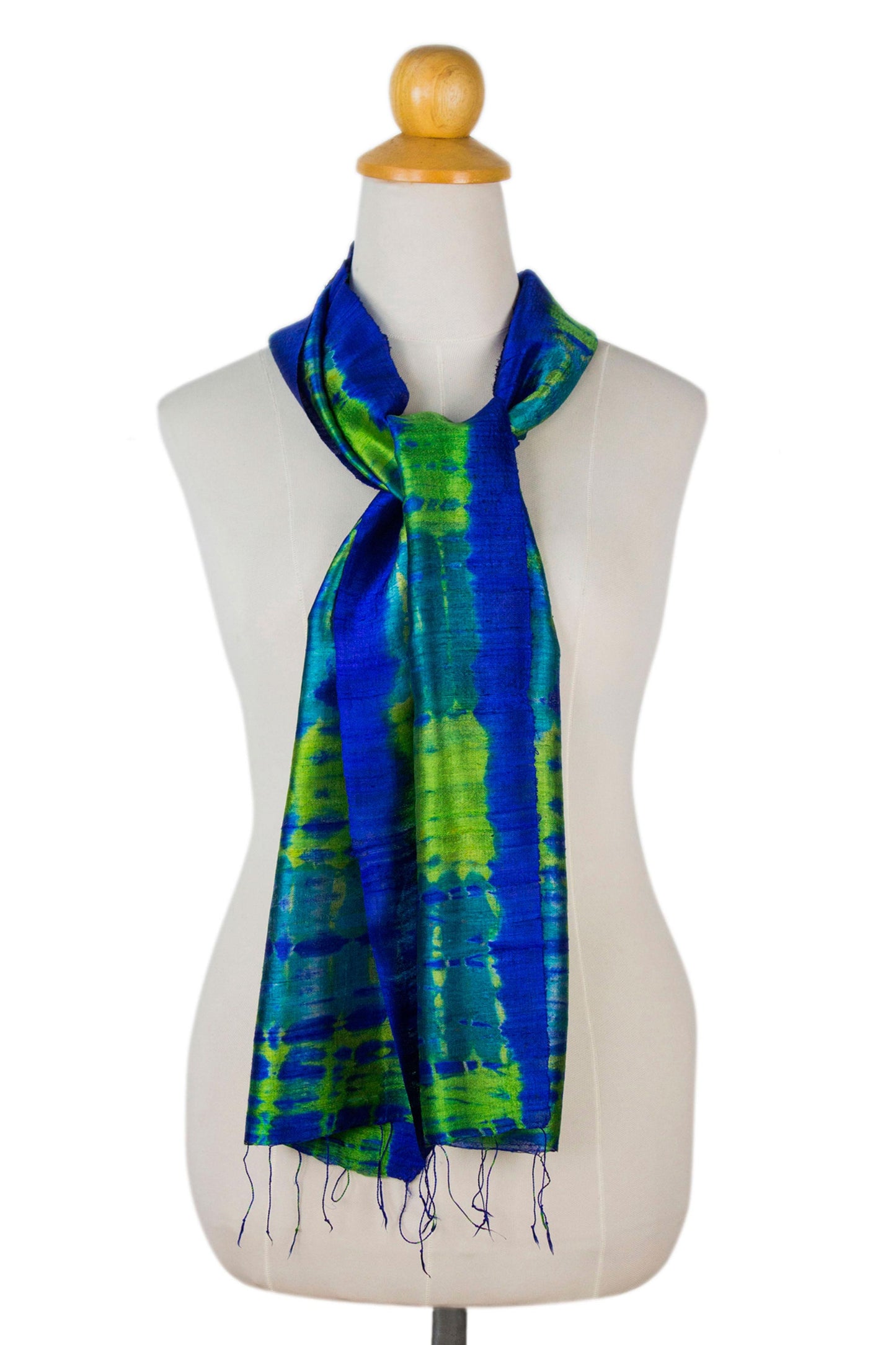 Thai Meadow Unique Handcrafted Tie-Dye Silk Scarf