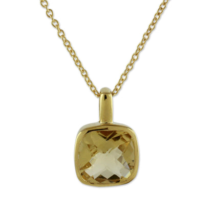 Modern Charm Hand Made Gold Vermeil Faceted Citrine Necklace