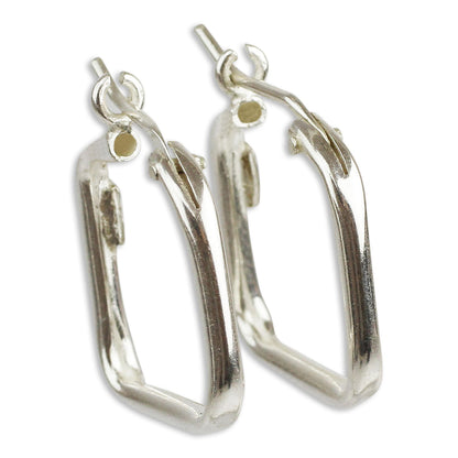 Goddess of the Lakes Sterling Silver Squared Modern Hoop Earrings