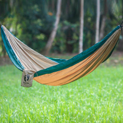 Jungle for HANG TEN Single Size Parachute Hammock in Brown and Green with Hooks