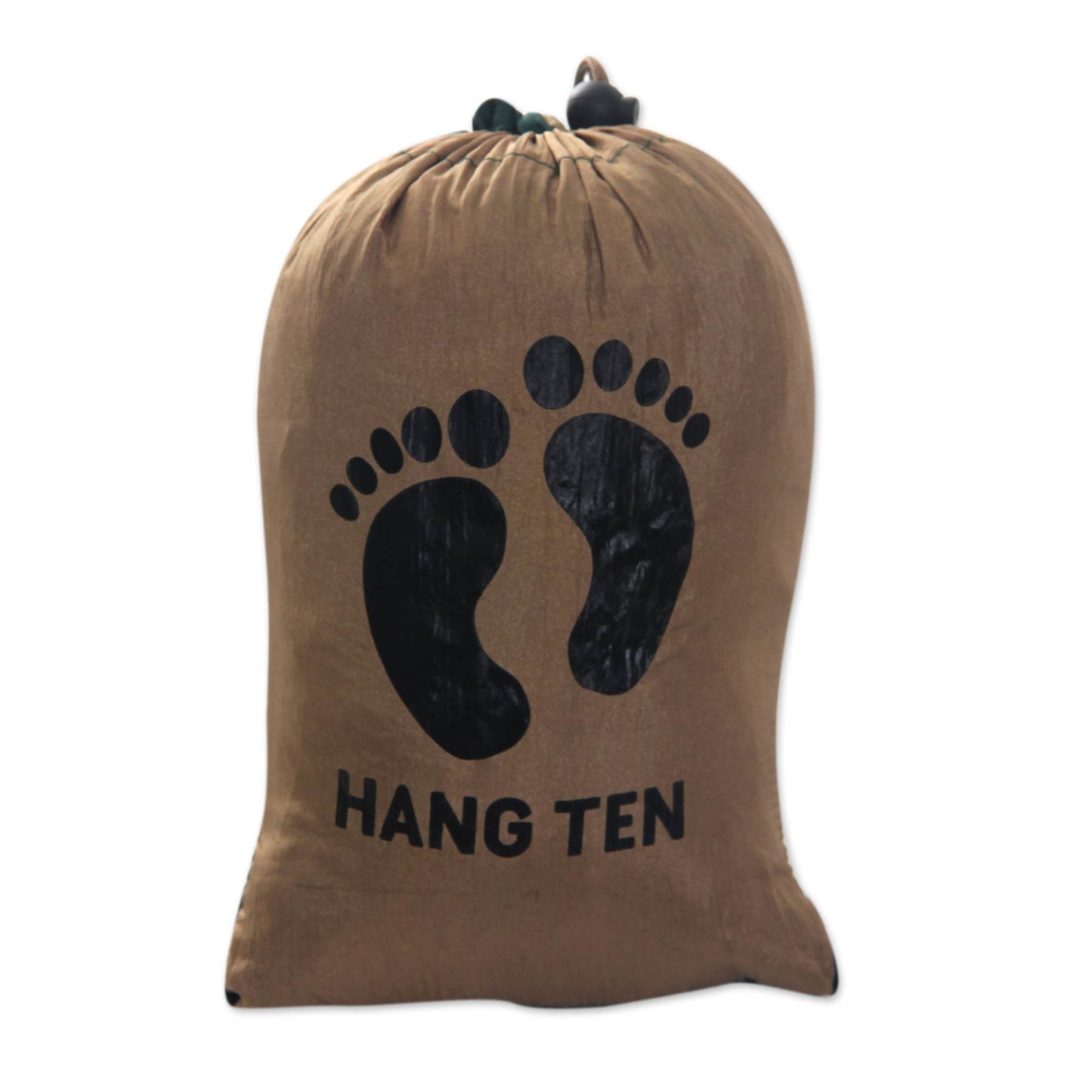 Jungle for HANG TEN Single Size Parachute Hammock in Brown and Green with Hooks