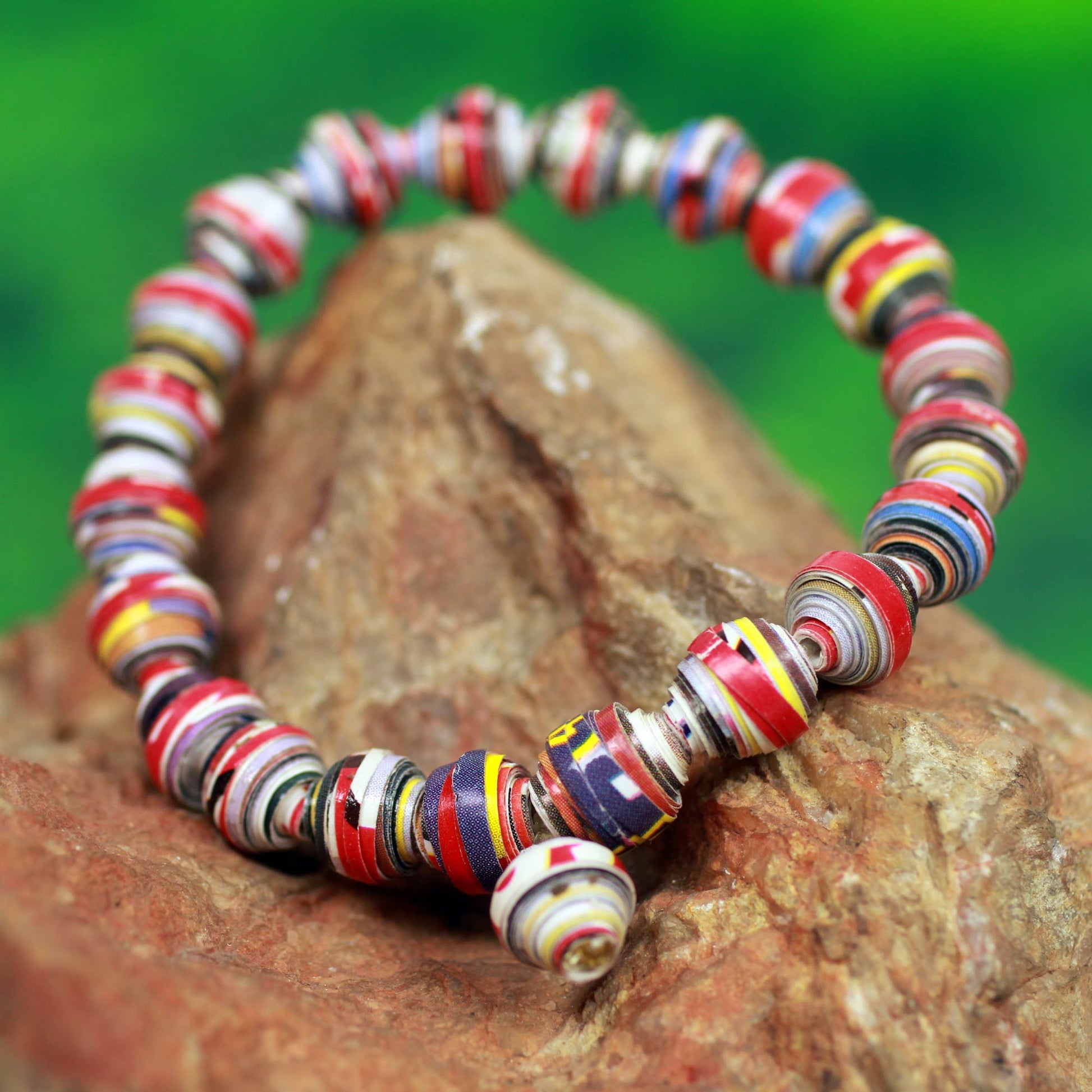 NOVICA Love Affair Handmade Bracelet with Multicolor Recycled
