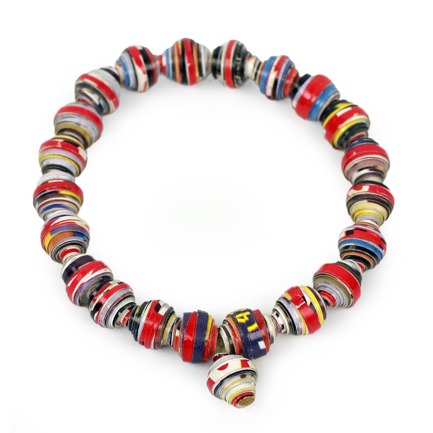 Love Affair Handmade Bracelet with Multicolor Recycled Paper Beads