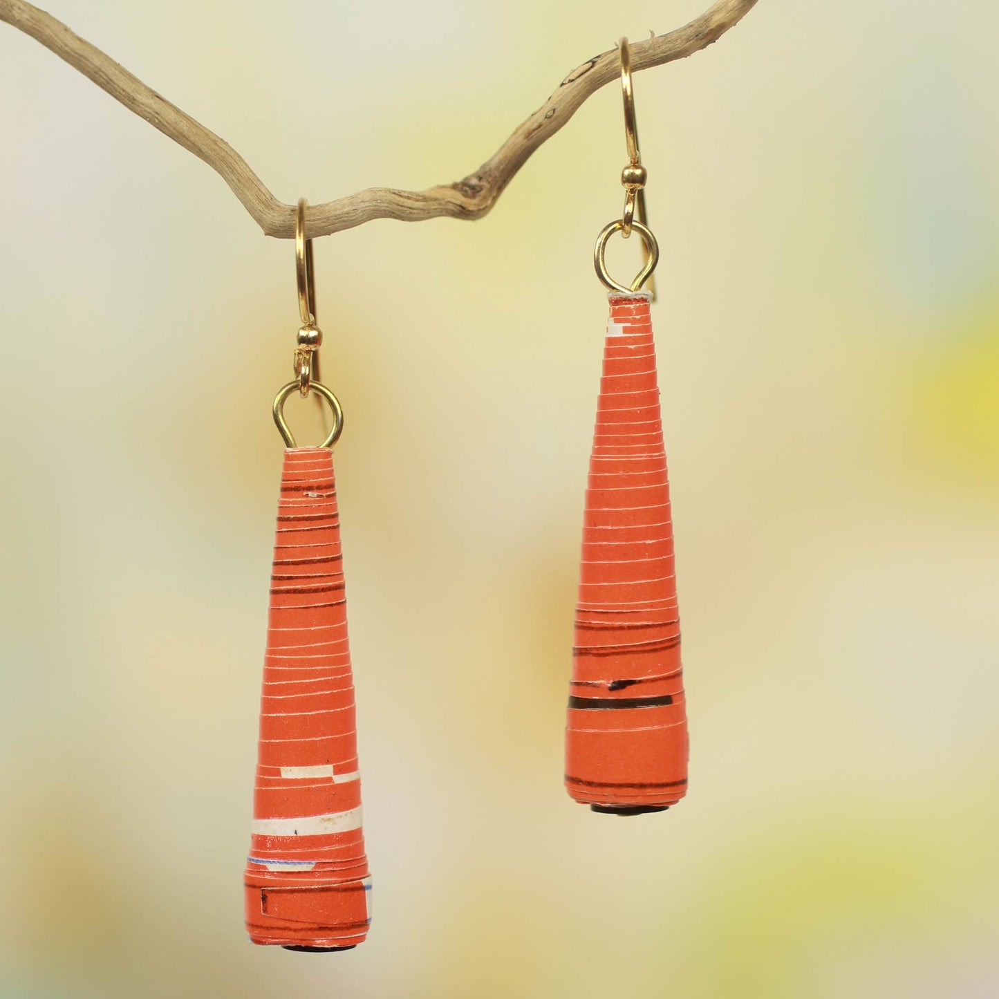 Heartfelt Laughter Orange Paper Recycled Earrings