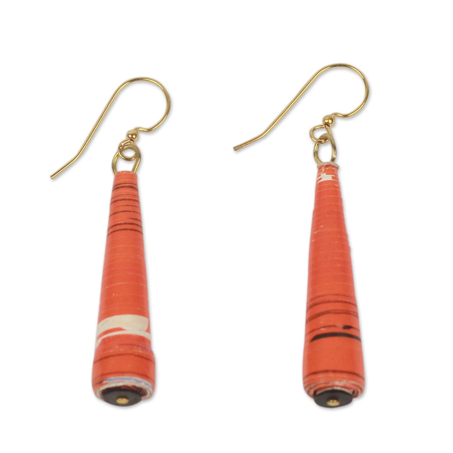 Heartfelt Laughter Orange Paper Recycled Earrings