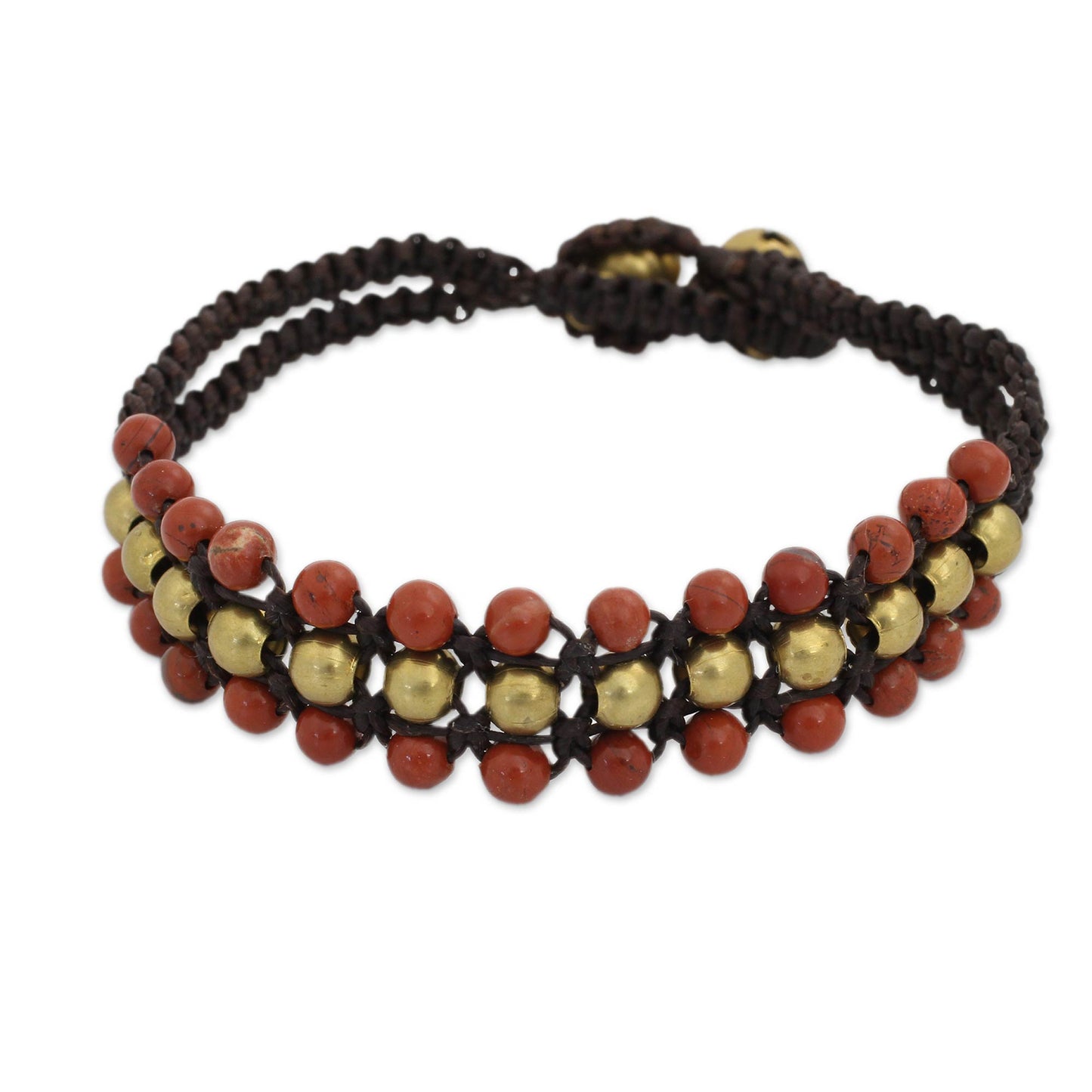 Crimson Joy Red Jasper and Brass Wristband Bracelet