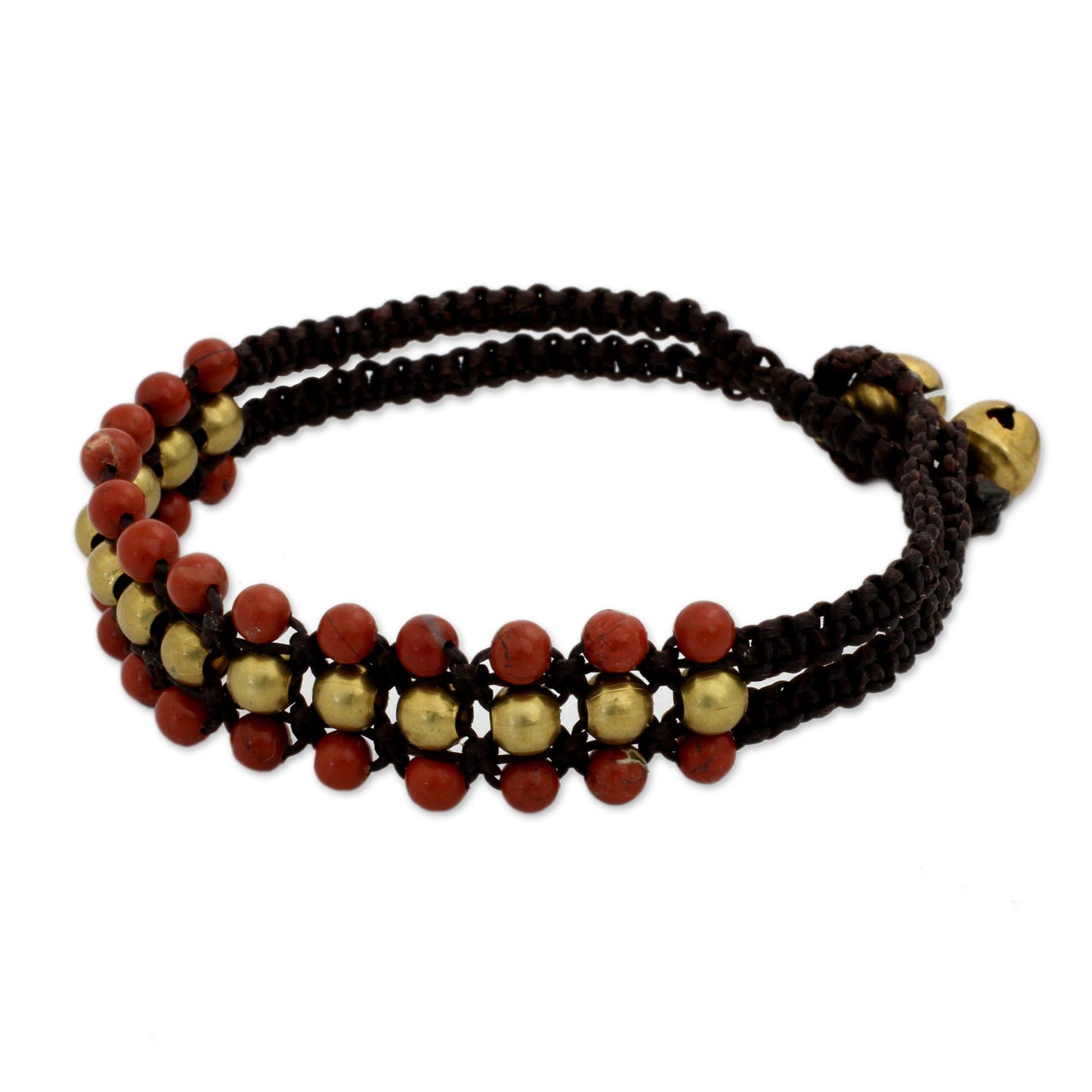 Crimson Joy Red Jasper and Brass Wristband Bracelet