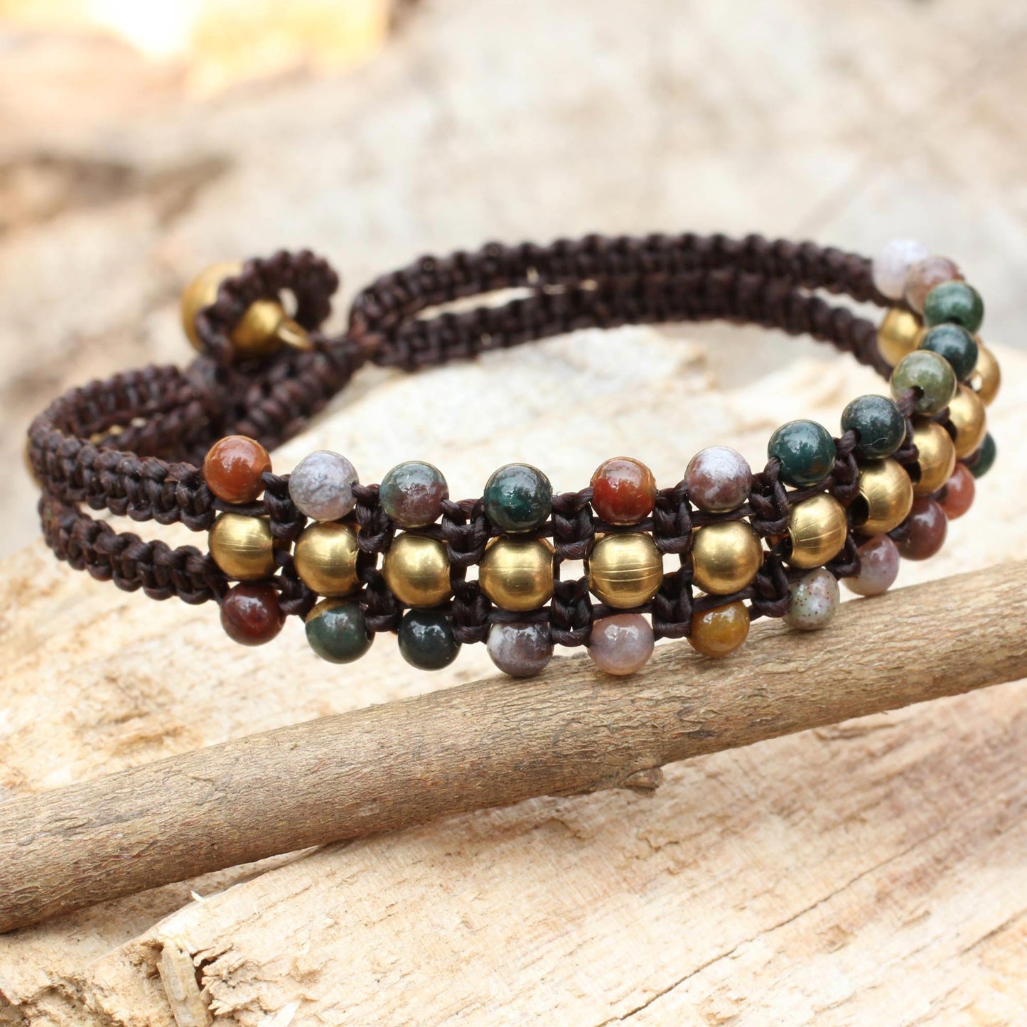 Colors of Joy Jasper and Brass Wristband Bracelet