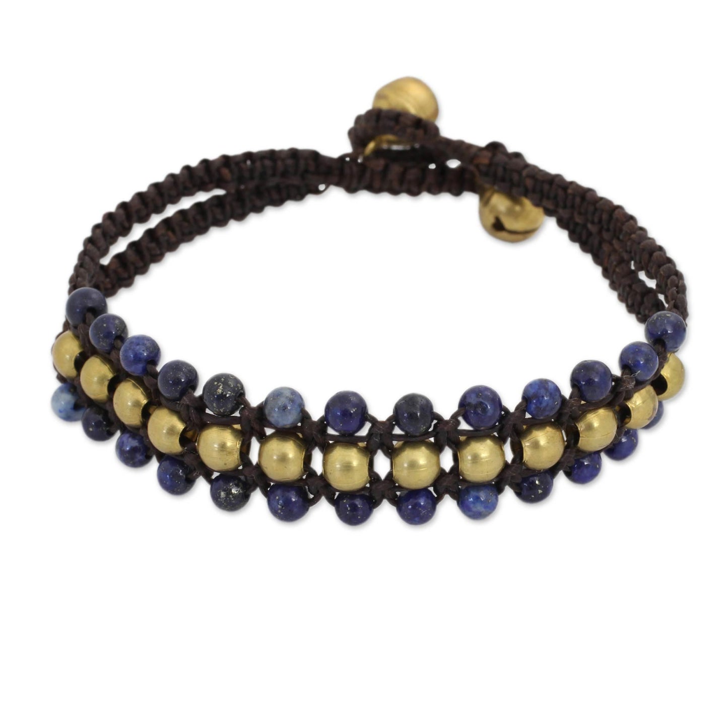 Blue Joy Lapis Lazuli Brass Beaded Bracelet