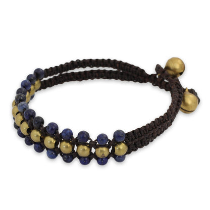 Blue Joy Lapis Lazuli Brass Beaded Bracelet