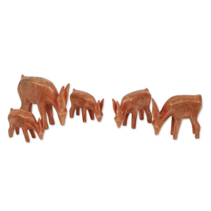 African Antelopes Artisan Crafted African Antelope Sculptures (Set of 5)