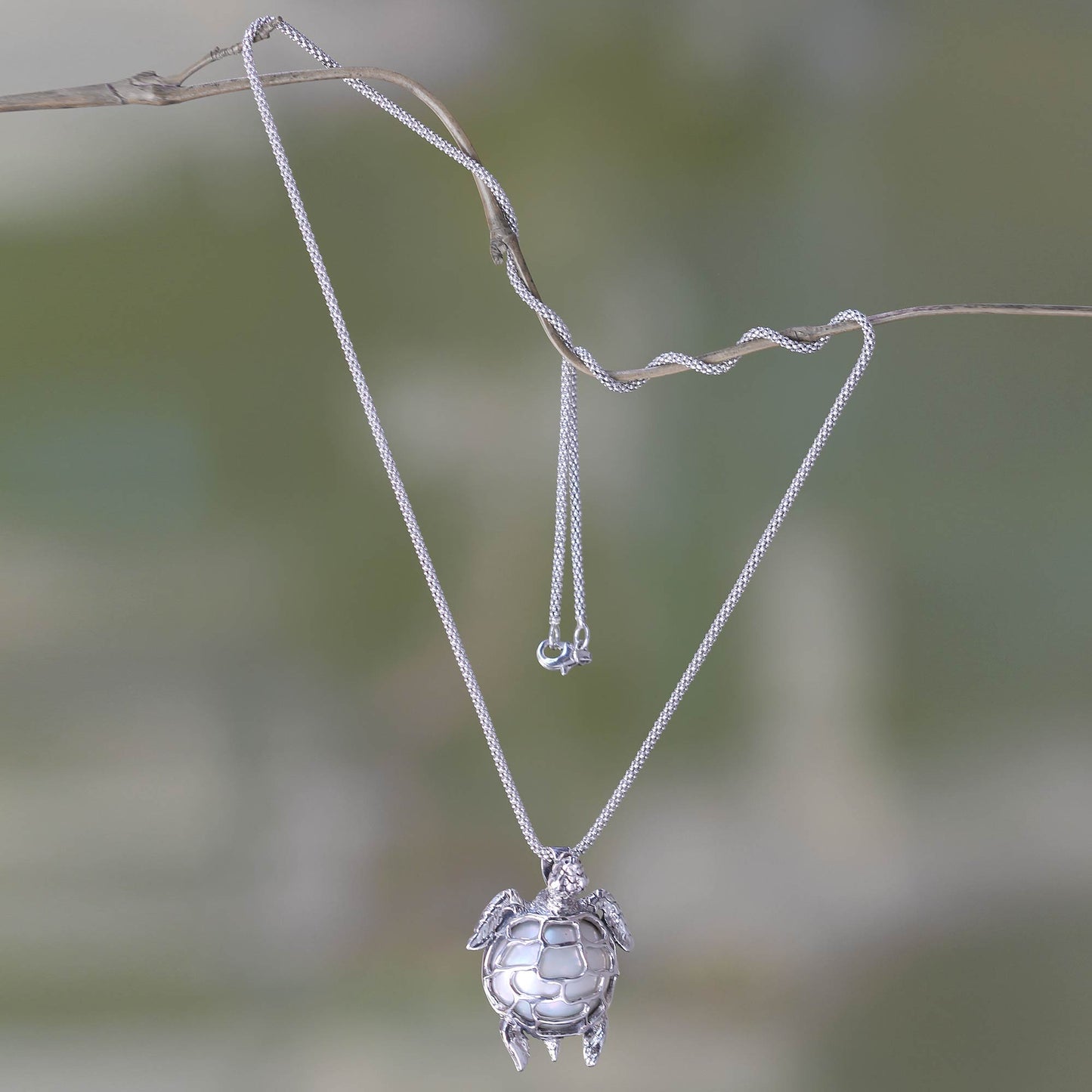 Turtle in Moonlight Sterling Silver Necklace