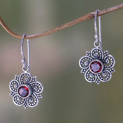 Flower of Sumatra Sumatran Garnet Floral Earrings