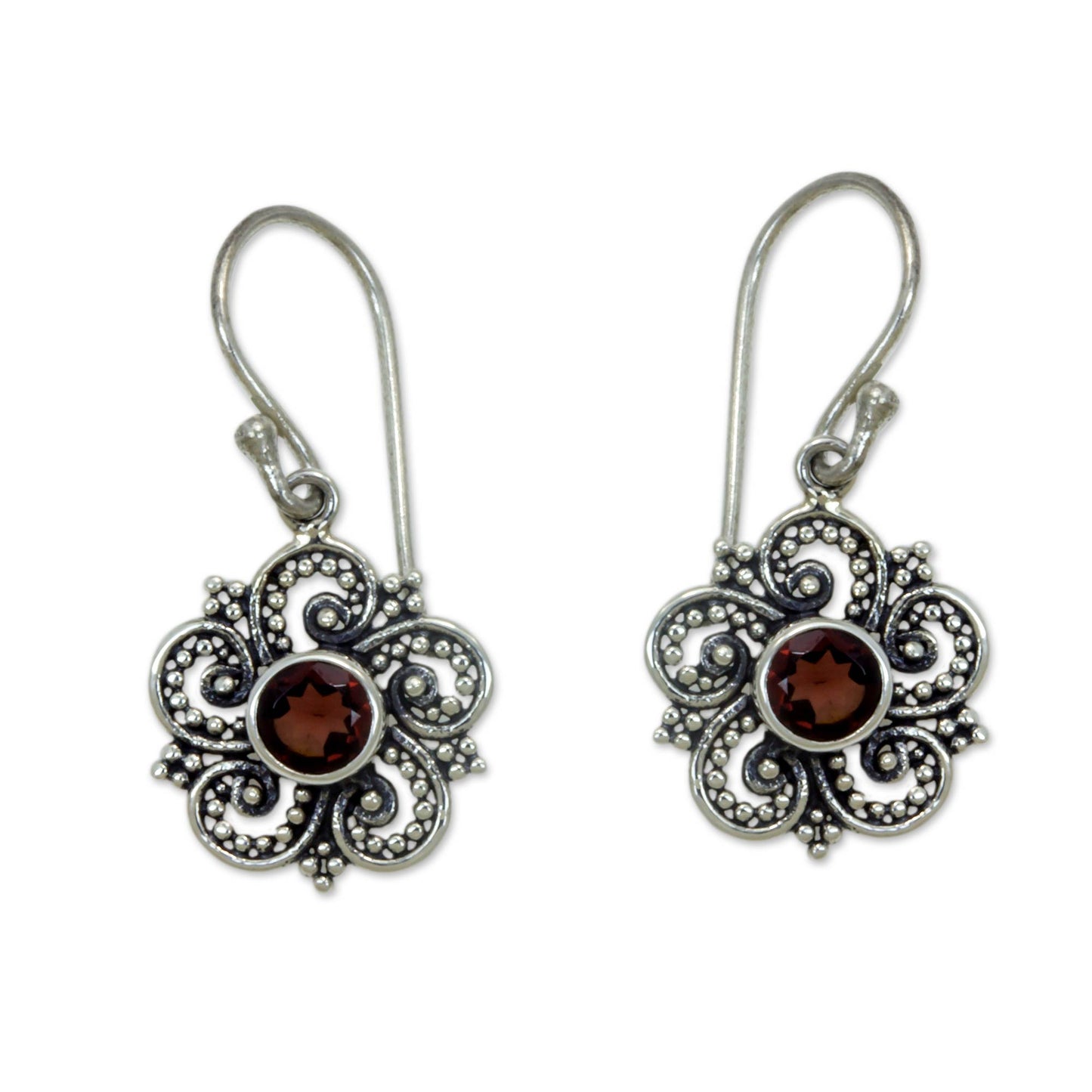 Flower of Sumatra Sumatran Garnet Floral Earrings