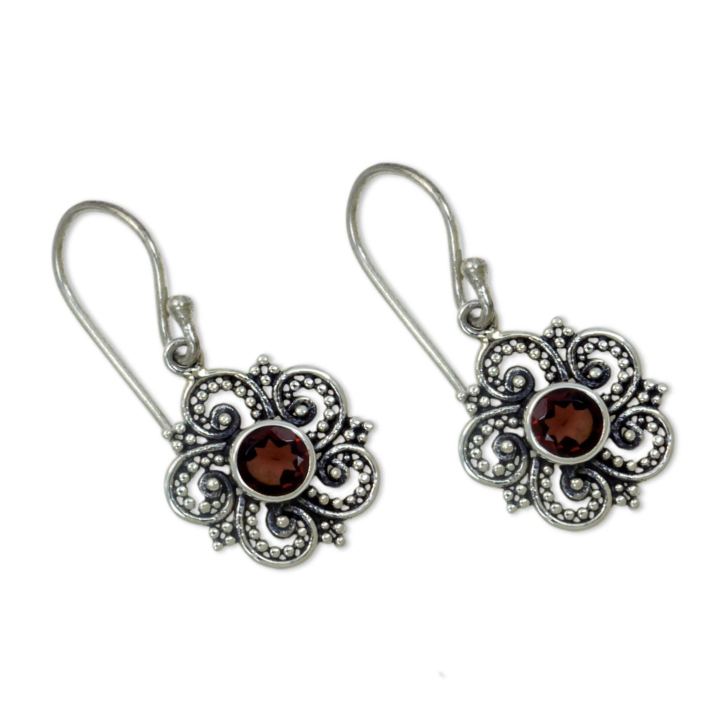 Flower of Sumatra Sumatran Garnet Floral Earrings