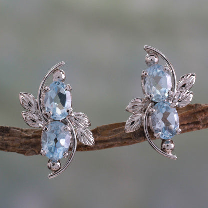 Elegant Azure 4 Carat Blue Topaz Earrings