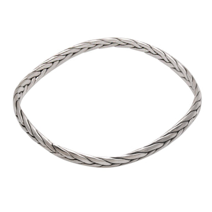 Braided Roundup Braided Round Sterling Silver Bangle Bracelet