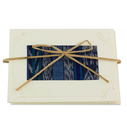 Blue Maya Night Blank Greeting Cards with Guatemala Weaving Inset (Set of 4)