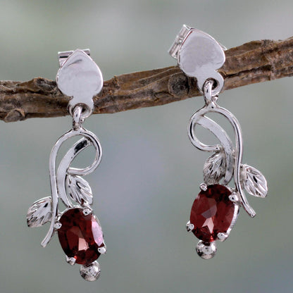 Romantic Temptation 2 Carat Garnet and Sterling Silver Earrings