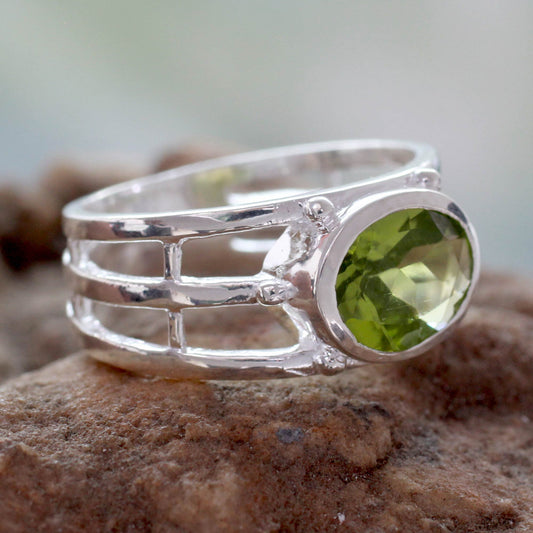 Forest Glow Peridot Ring Crafted of Sterling Silver