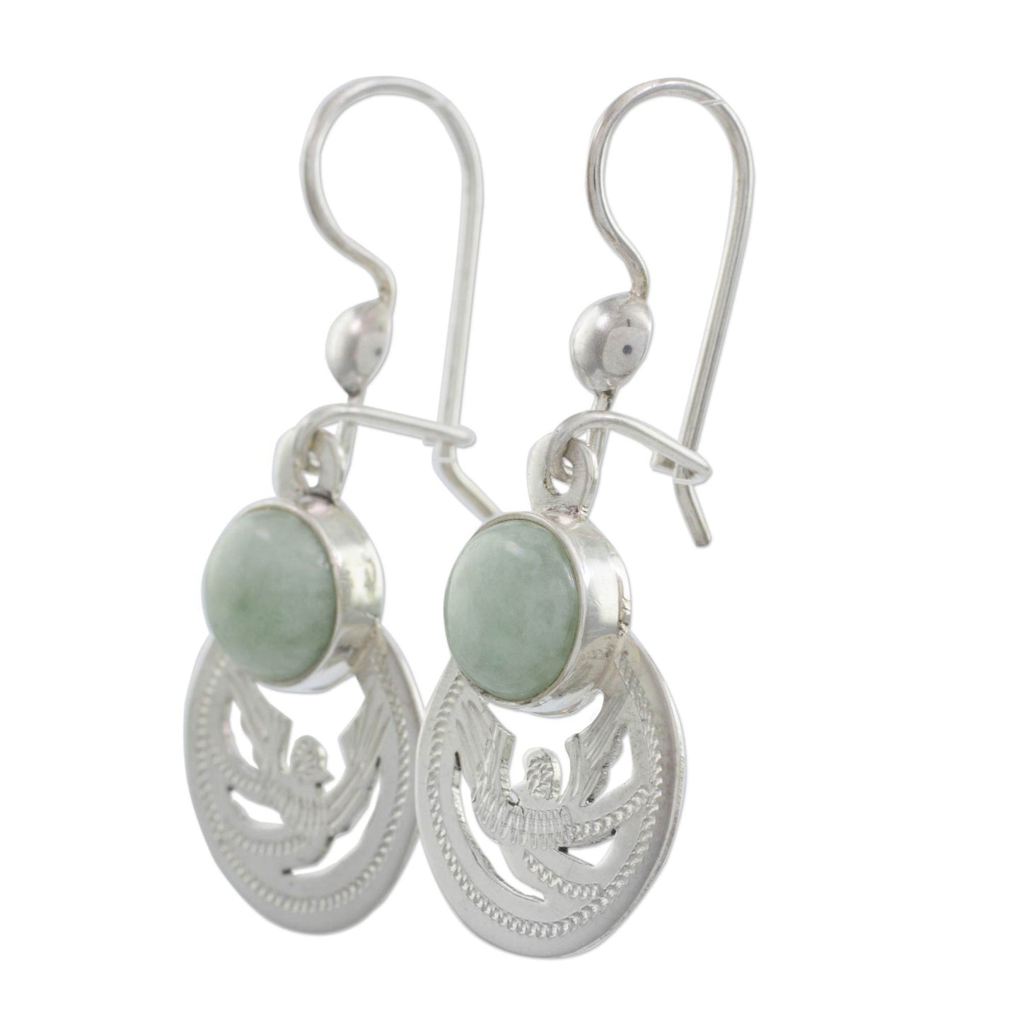 Quetzal Patriot Fair Trade Jewelry Jade and Sterling Silver Earrings