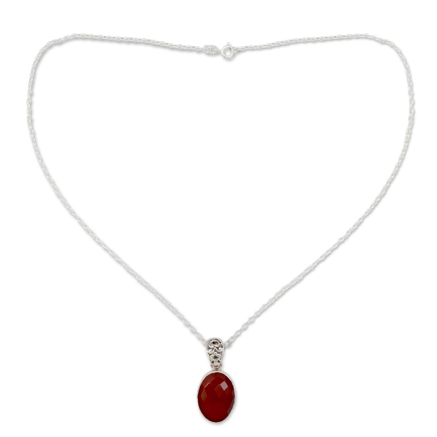 Radiant Facets Artisan Made Silver and Carnelian Necklace