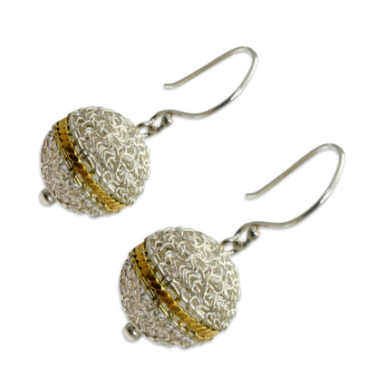 Shining Lantern Sterling Silver and Gold Accent Dangle Earrings