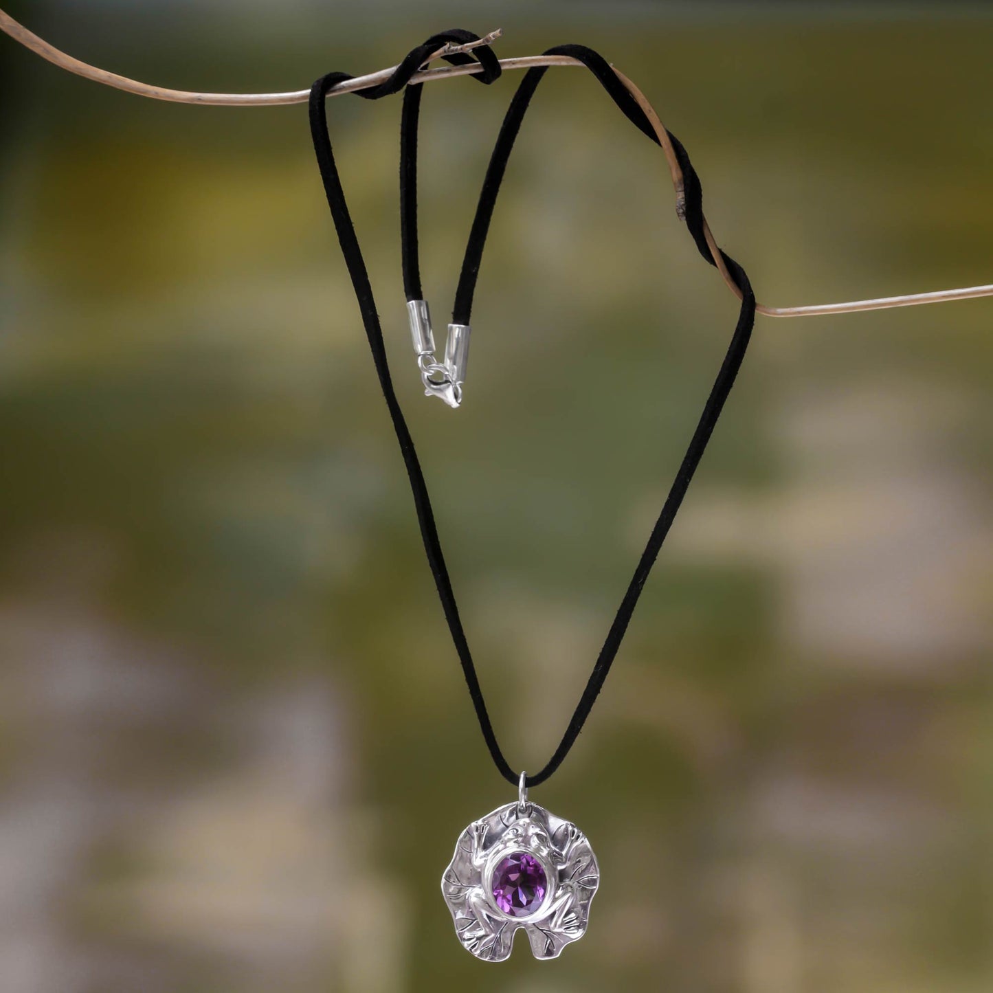 Frog Prince Artisan Crafted Amethyst Frog Necklace