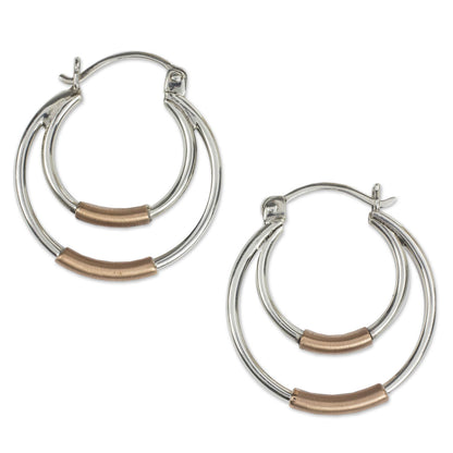 Taxco Orbit Taxco Silver Hoop Earrings with Copper