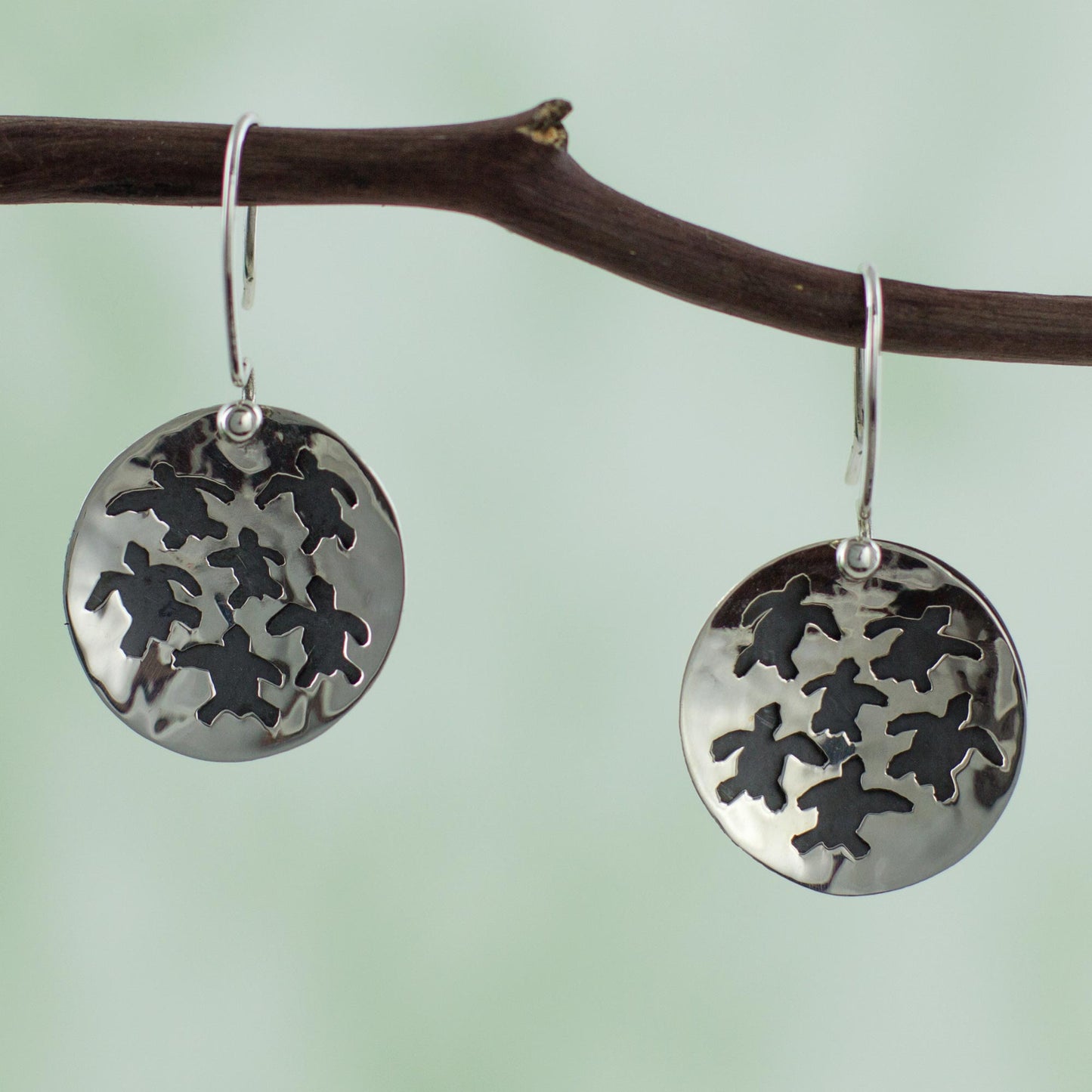 Save the Turtles Taxco Silver Turtle Theme Earrings