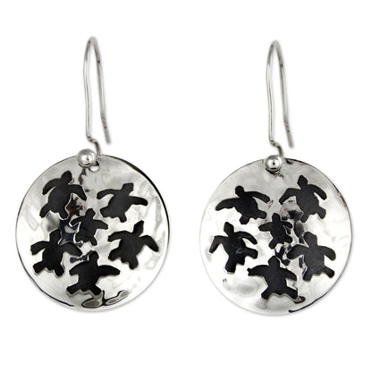 Save the Turtles Taxco Silver Turtle Theme Earrings