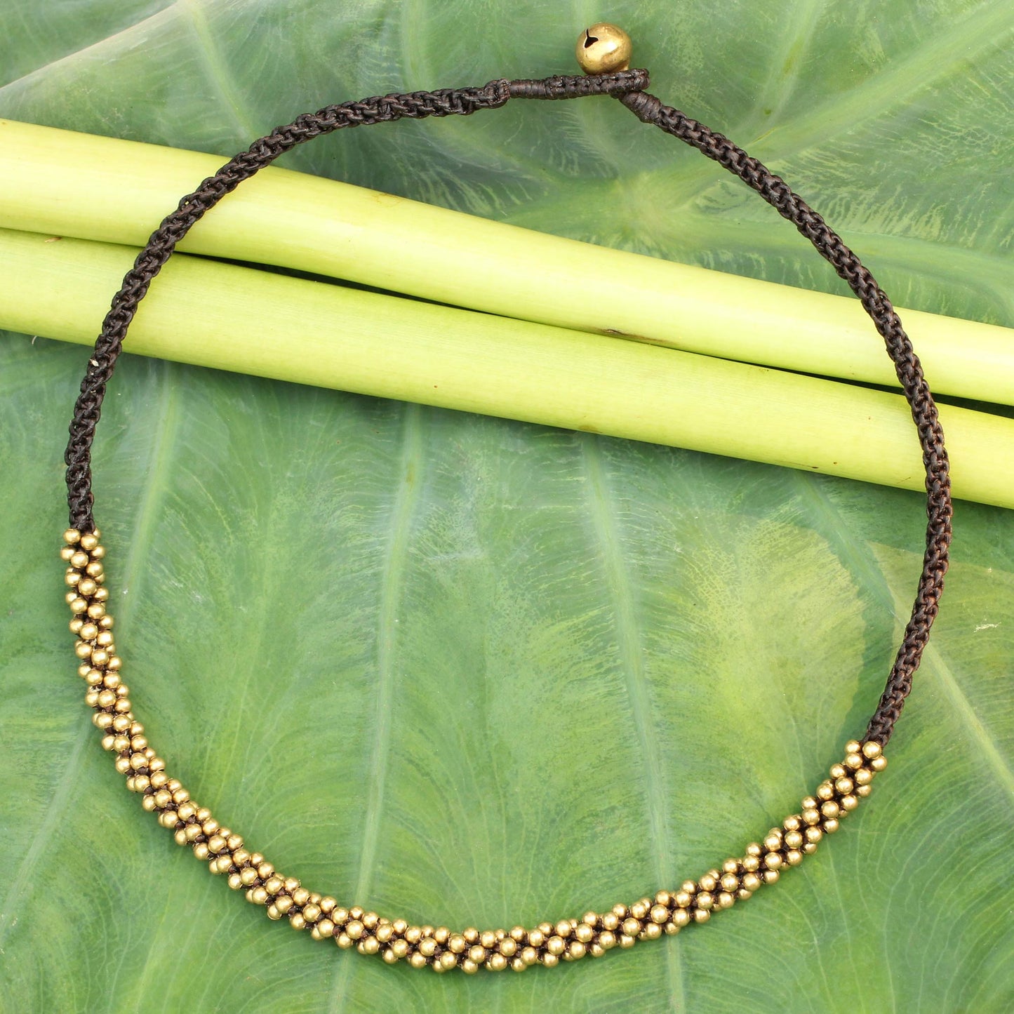 Thai Light Artisan Crafted Brass Beaded Necklace