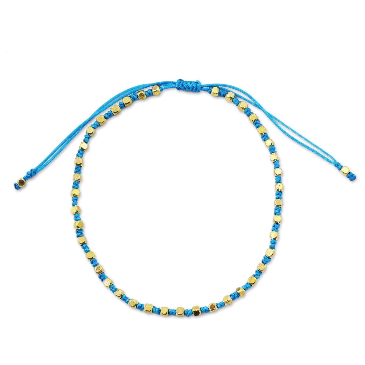 Sky Blue Boho Chic Fair Trade Handcrafted Gold Accent Macrame Bracelet