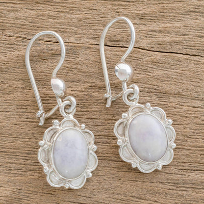 Lilac Princess of the Forest Floral Sterling Silver and Lilac Jade Earrings