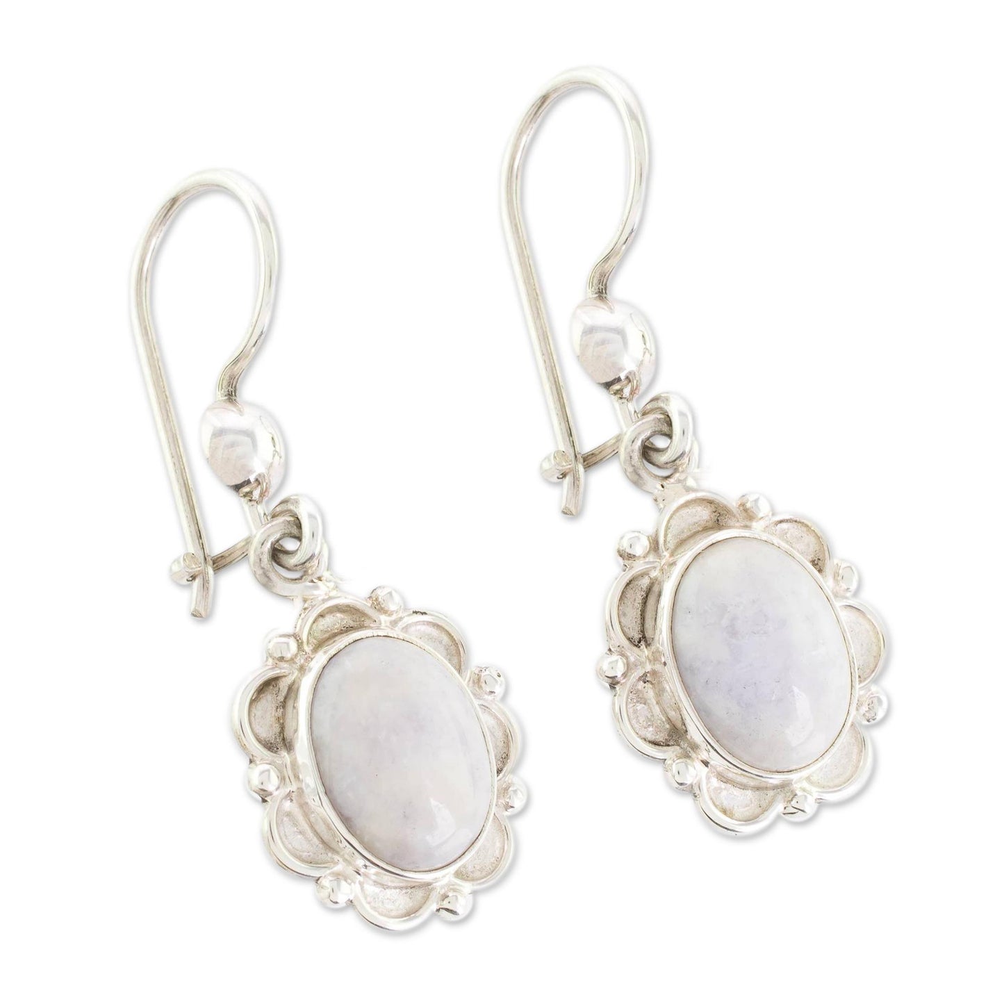 Lilac Princess of the Forest Floral Sterling Silver and Lilac Jade Earrings