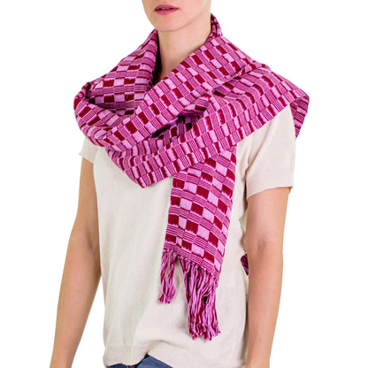 Exotic in Purple Maroon Guatemalan Hand-woven Cotton Scarf