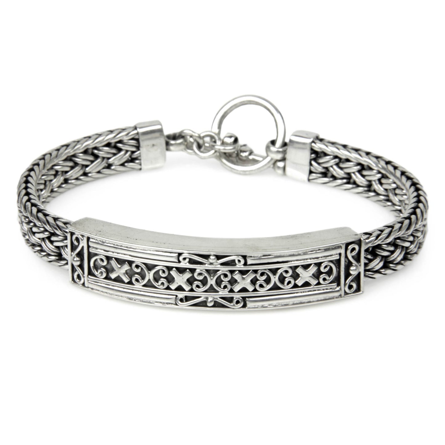 Tabanan Braided Silver Medallion Bracelet