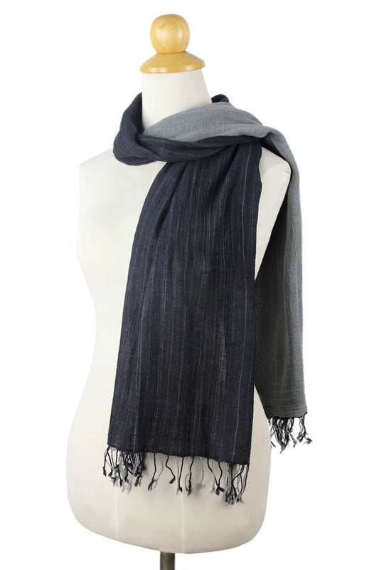 Grey and Black Duo Cotton Scarf
