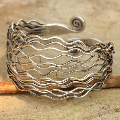 Hypnotic Moon Sterling Silver Cuff Bracelet